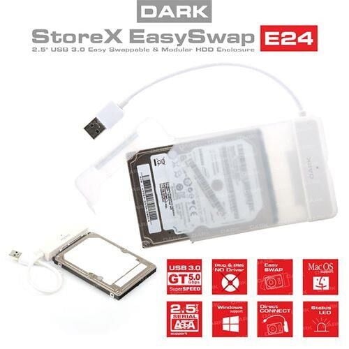 DARK 2.5'' USB 3.0 DK-AC-DSE24U3 Sata Harddisk Kutusu Şeffaf