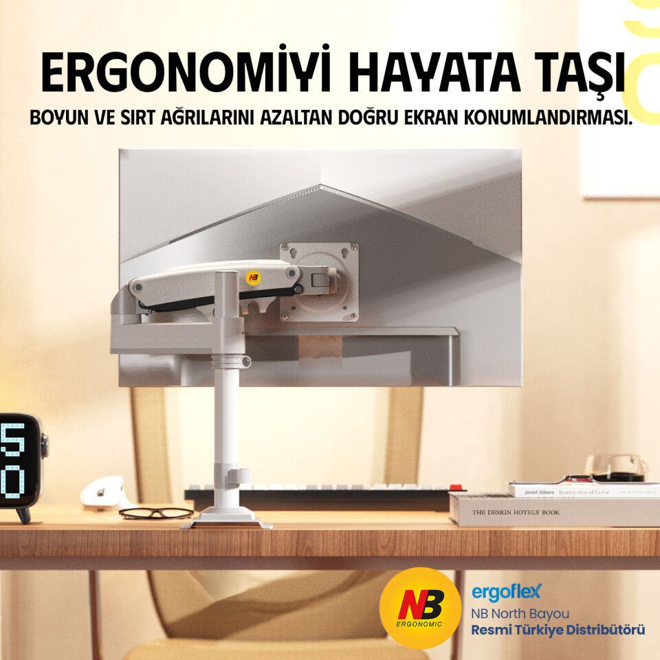 NORTH BAYOU 30'' H100 Amortisörlü 360 Siyah 1-kollu Monitör Askı Aparatı