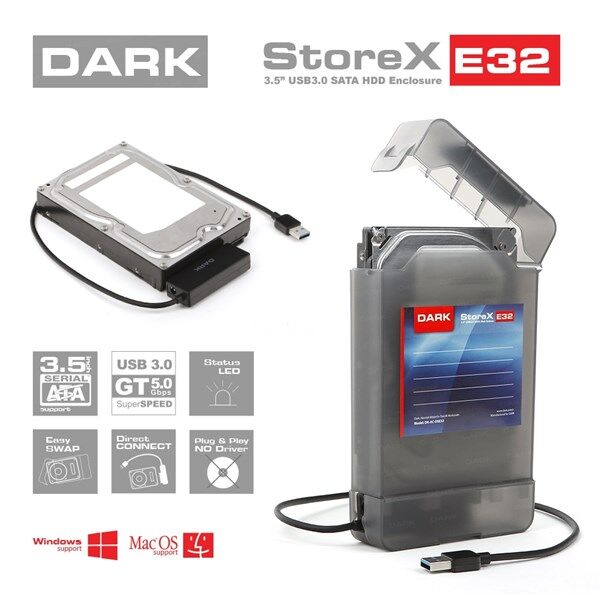 DARK 3.5'' USB 3.0 DK-AC-DSE32 Harddisk Kutusu