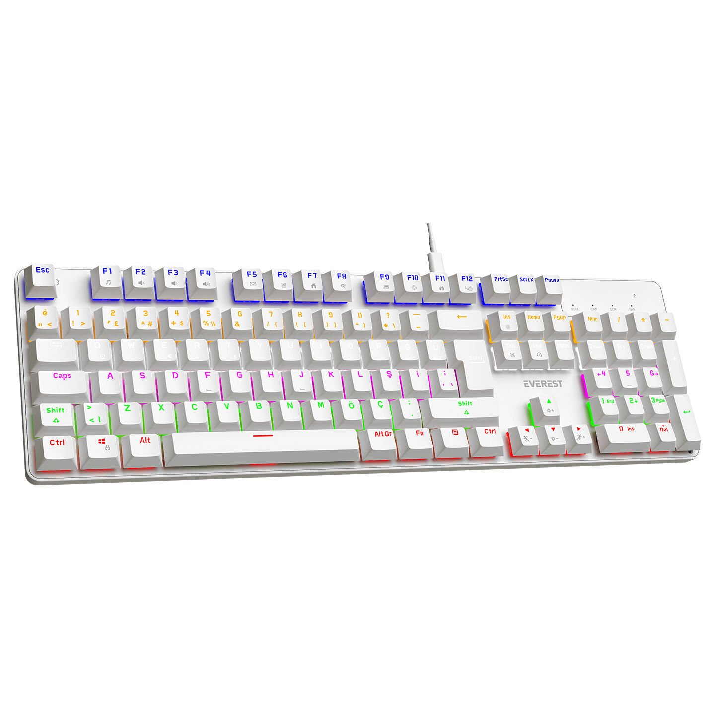 Everest KB-MK1 Lumos Beyaz USB Rainbow Red Switch Mekanik Gaming Oyuncu Klavye