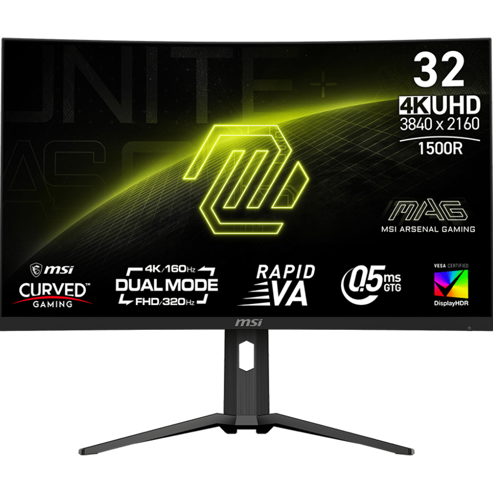 MSI 32'' MAG 321CUPDF Curved 1500R VA 0.5ms (GTG) FreeSync UHD Monitör