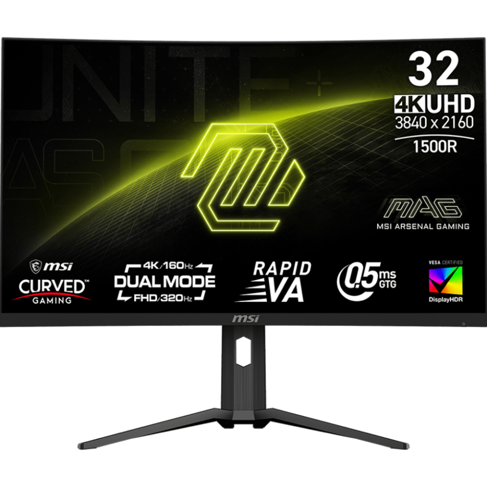 MSI 32'' MAG 321CUPDF Curved 1500R VA 0.5ms (GTG) FreeSync UHD Monitör