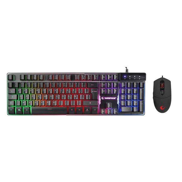 RAMPAGE KM-RX9 CYPHER Siyah Usb Gökkuşağı Zemin Aydınlatmalı French/Arabic Layout Standart Oyuncu Klavye + Mouse Set