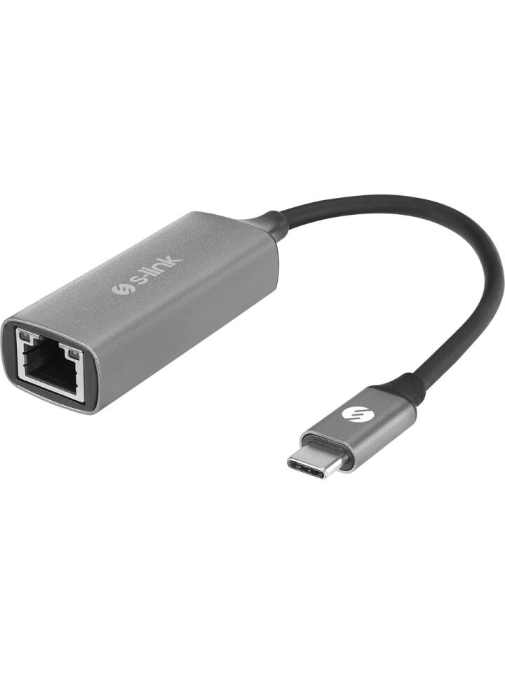 S-link SW-U336 Gri Metal Type-C to RJ45 10/100/1000Mbps Gigabit Dönüştürücü Adaptör