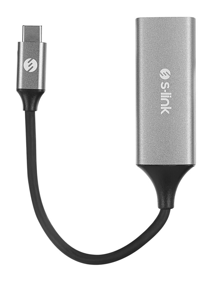 S-link SW-U336 Gri Metal Type-C to RJ45 10/100/1000Mbps Gigabit Dönüştürücü Adaptör