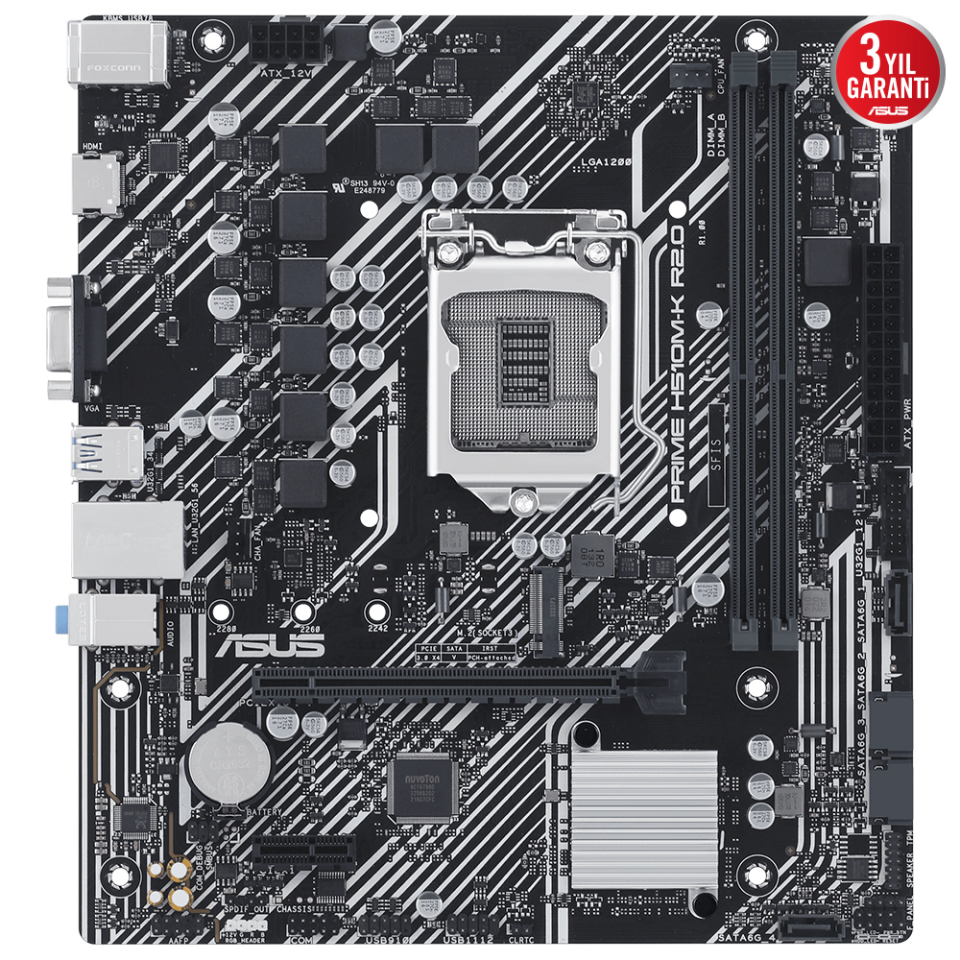 ASUS PRIME H510M-K R2.0 DDR4 HDMI PCIe 16X v4.0 1200p v2 mATX