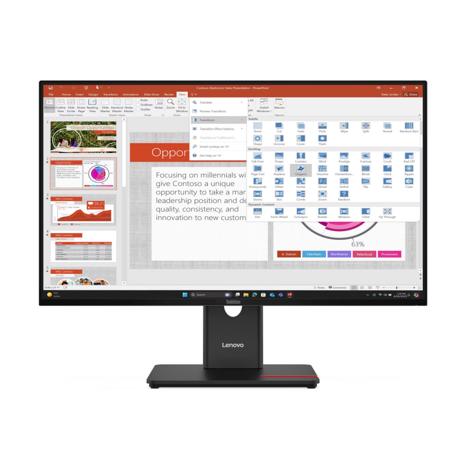 LENOVO 27'' IPS T27-40 64A5MAT6TK 4MS 60HZ HDMI-DP USBC Kurumsal Monitör 1920X1080