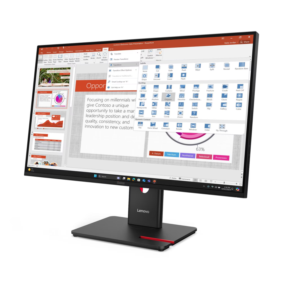 LENOVO 27'' IPS T27-40 64A5MAT6TK 4MS 60HZ HDMI-DP USBC Kurumsal Monitör 1920X1080