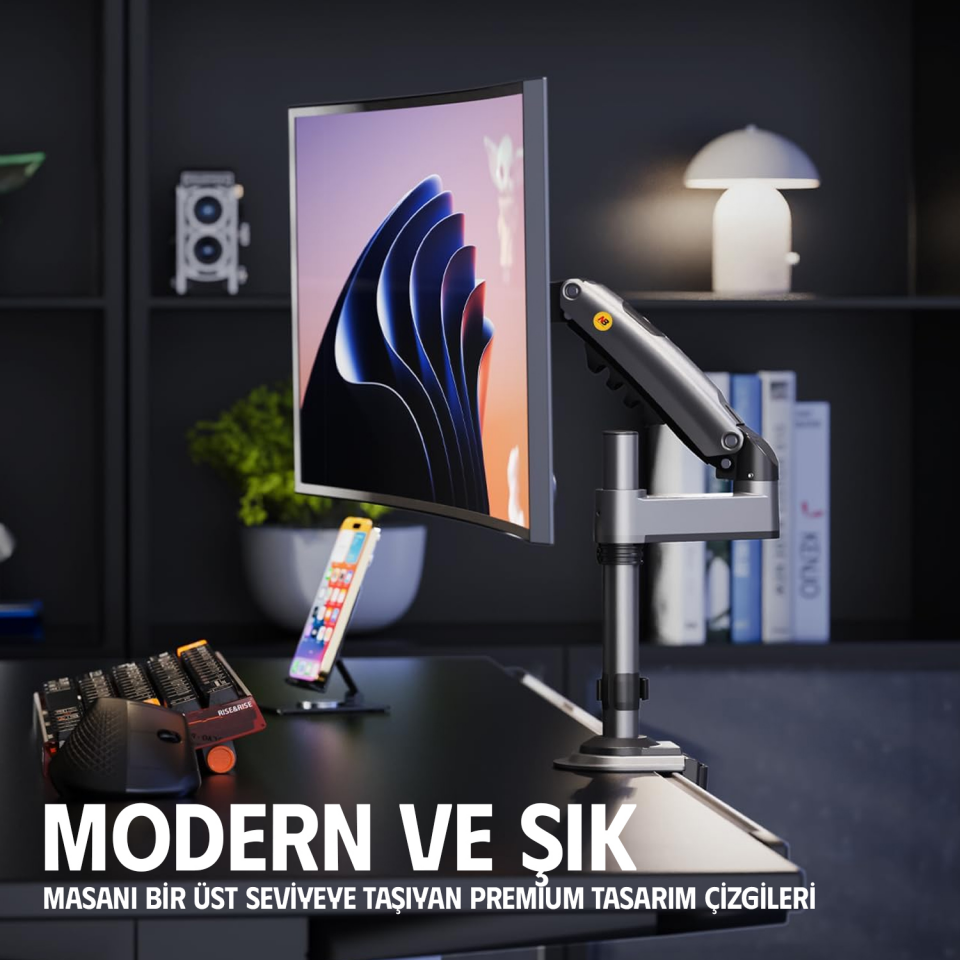 NORTH32'' BAYOU H100 Amortisörlü Siyah 2-kollu Monitör Askı Aparatı