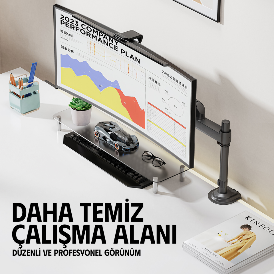 NORTH32'' BAYOU H100 Amortisörlü Siyah 2-kollu Monitör Askı Aparatı